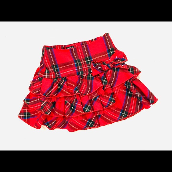 The Childrens Place plaid red Christmas skirt 4 - Picture 3 of 5